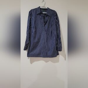 Ralph Lauren Size 20 Navy Blue Striped Shirt